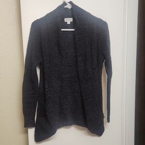 Market & Spruce Black Open-Front Sweater